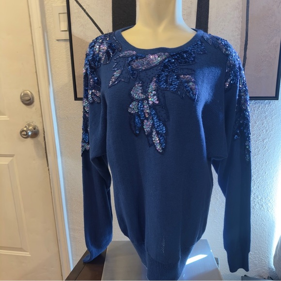 r&k originals Sweaters - Vintage & Stylish Blue Sequin Sweater
